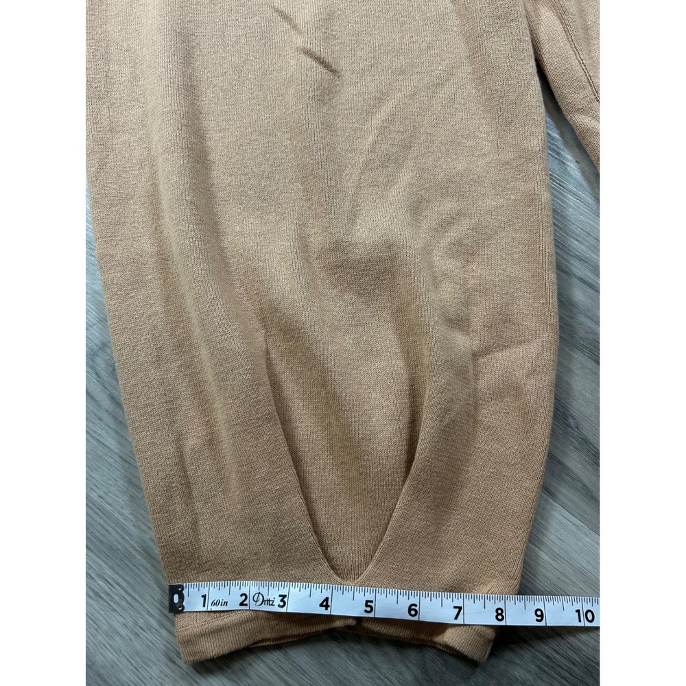 Tan 100% Cotton Knit Wide Leg Lantern Pants High Waist Pleated xlarge - Picture 3 of 7